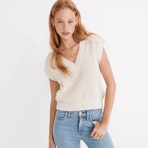 Madewell Waffle V-Neck Sweater Vest (Medium, Harvest Moon)